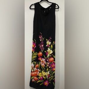 Black and Pink Sleeveless Sheath Maxi Dress for Cocktail